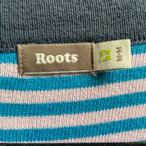 Roots organic  cotton knit 3/4 sleeve sweater cardigan Sz M - Picture 5 of 10